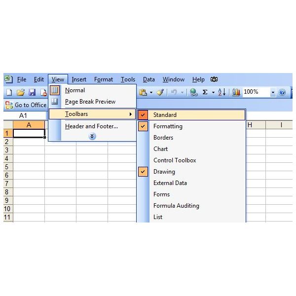 where do i check the toolbar display for excel on mac air